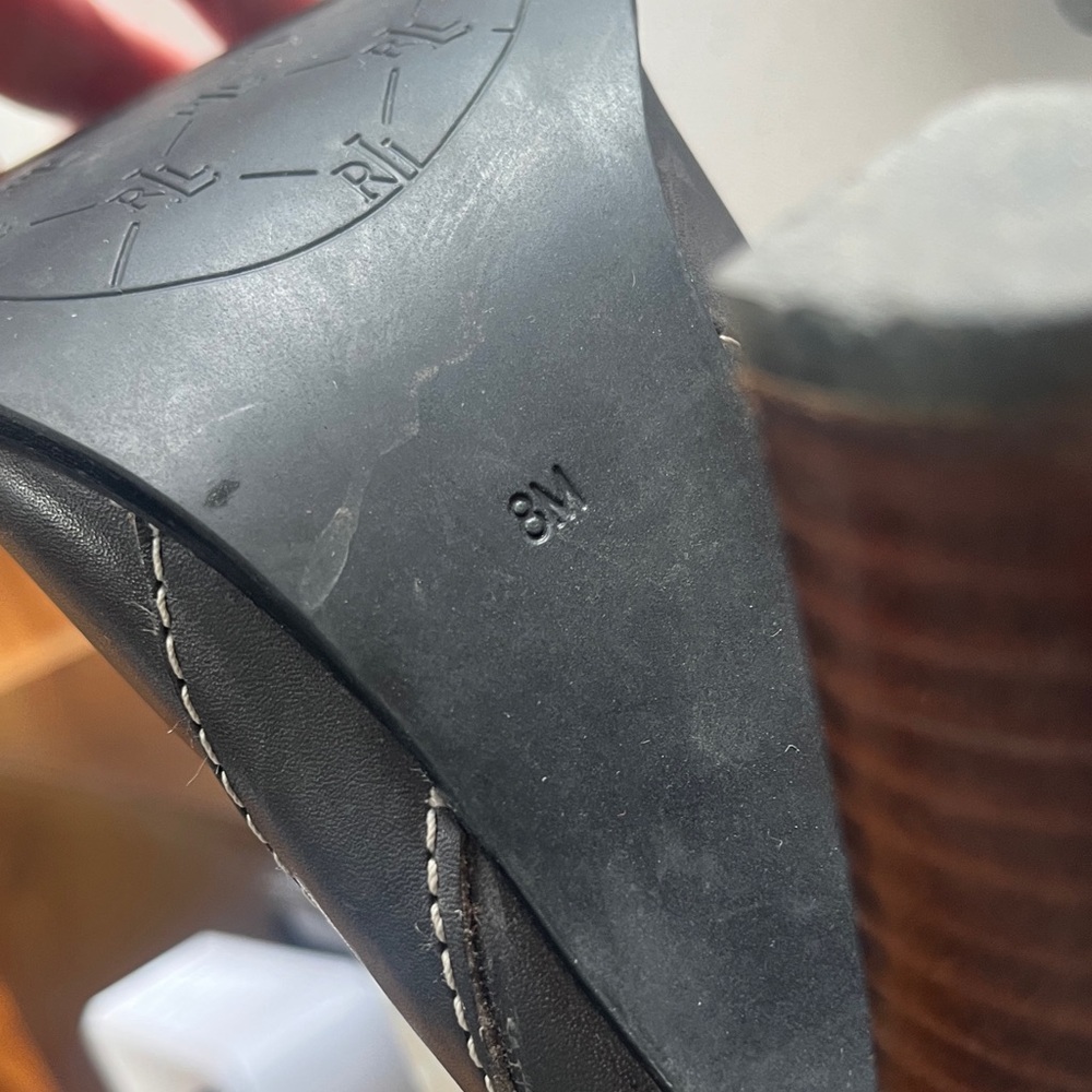 Ralph Lauren Grey Leather Pull On Boots Ladies Size 8 - Picture 5 of 11
